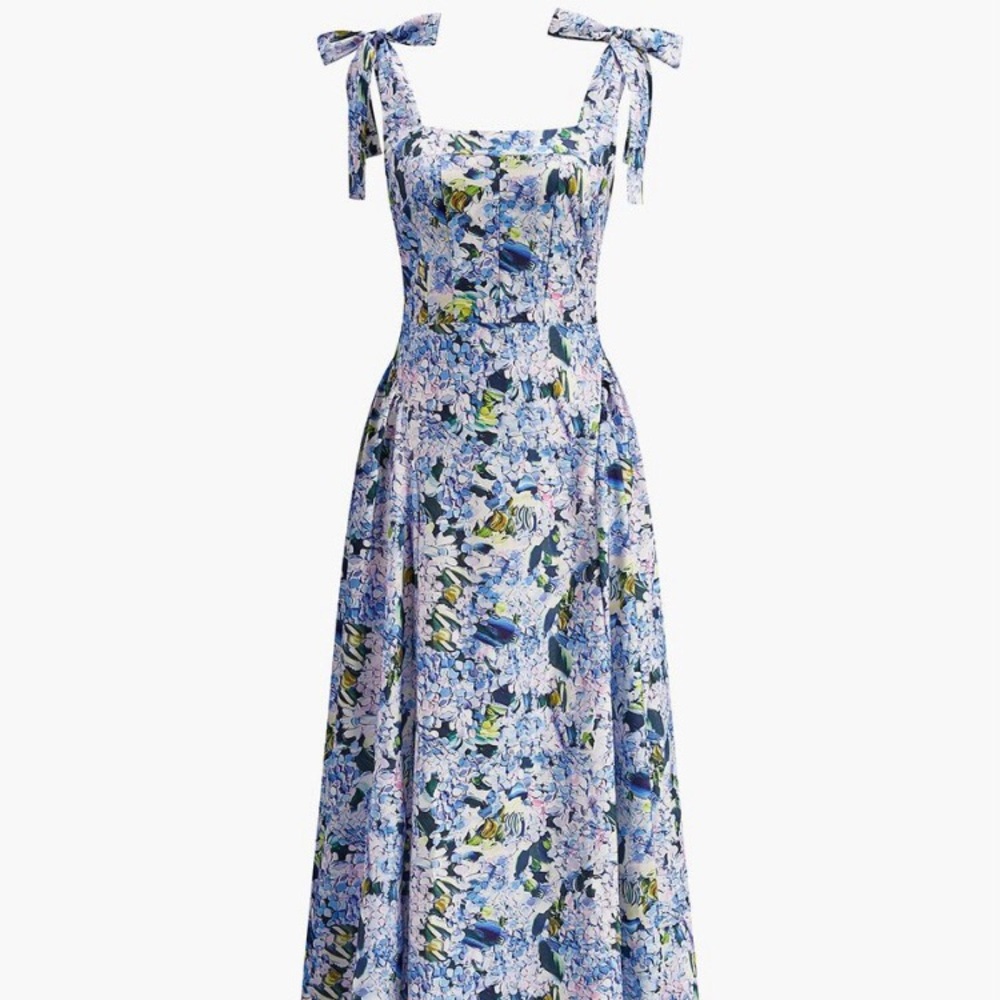 Floral Maxi Dress w ribbons that tie at shoulders. SO ROMANTIC! NWT Size M